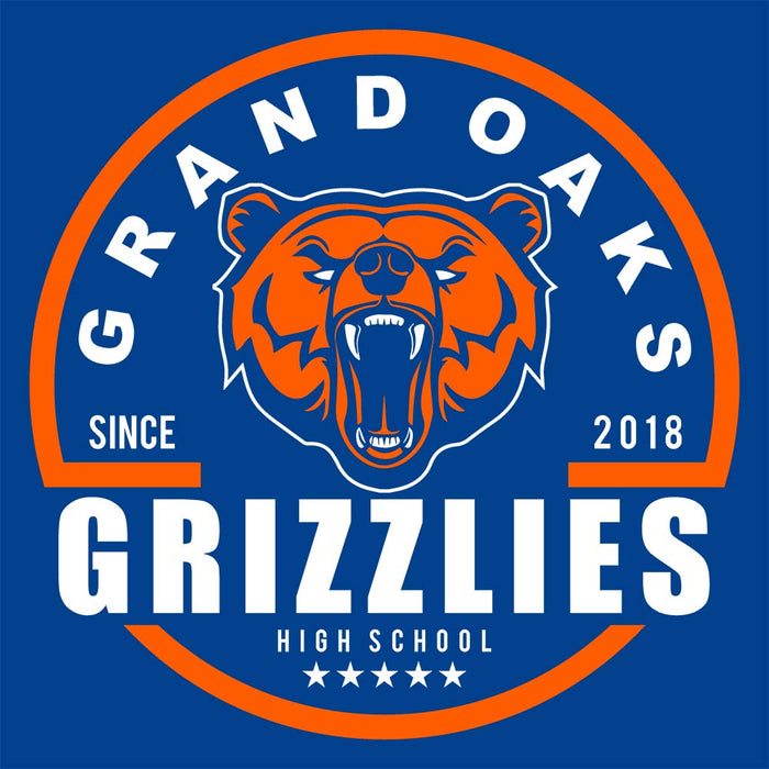 Close-up of Grand Oaks High School Grizzlies Classic Unisex Royal T-shirt 04