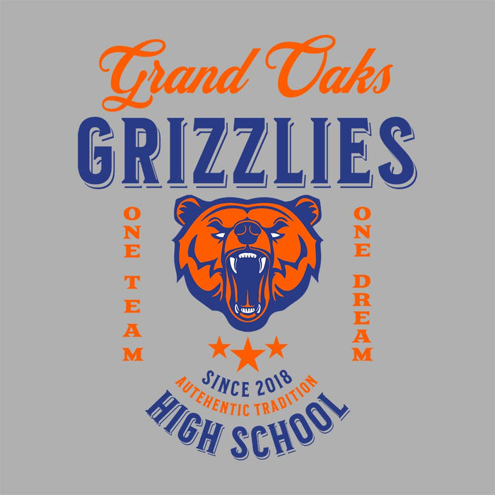 Close-up of Grand Oaks High School Grizzlies Carbon Grey Premium Hoodie 08