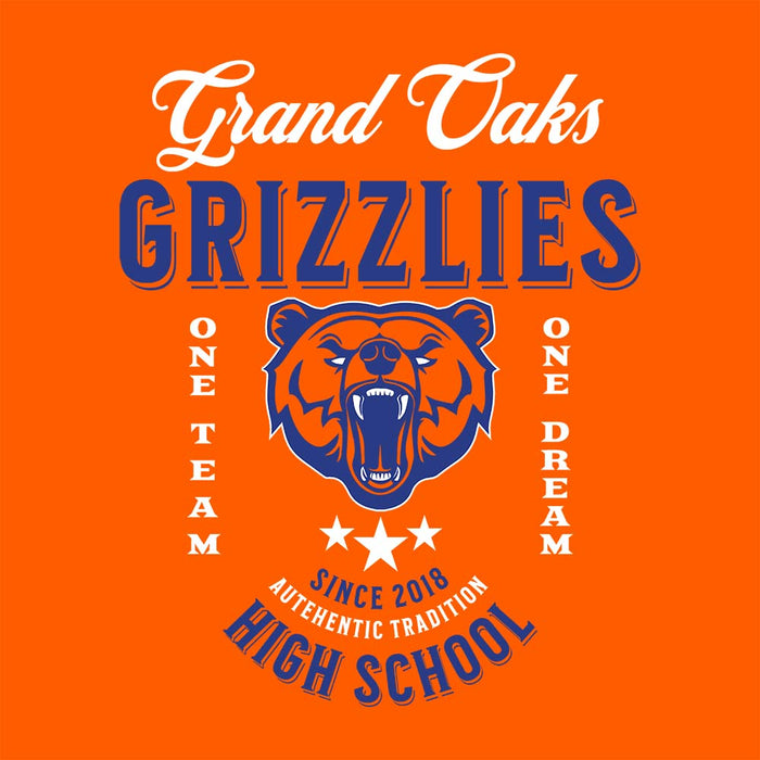 Close-up of Grand Oaks High School Grizzlies Premium Orange Unisex T-shirt 08