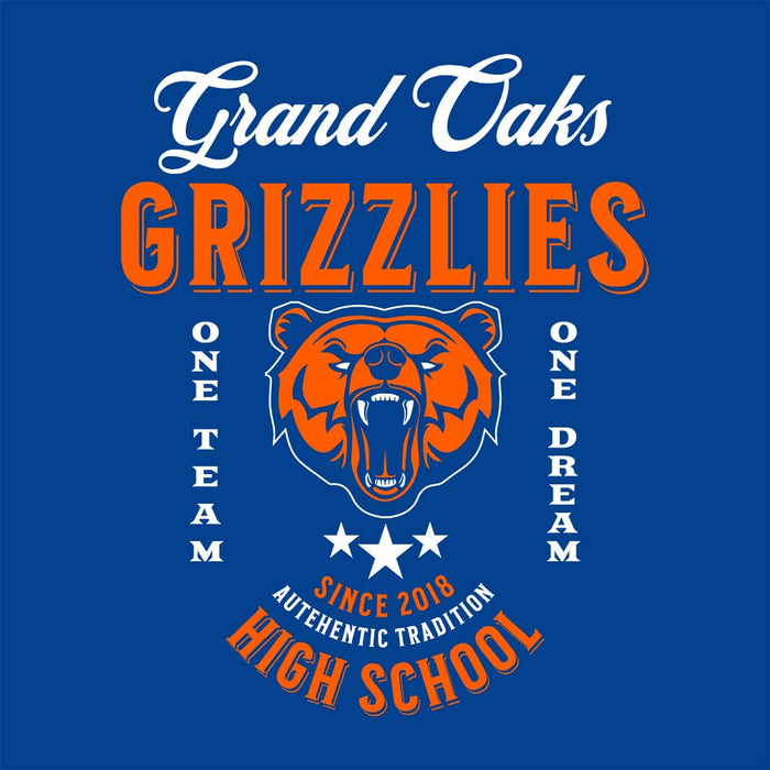 Close-up of Grand Oaks High School Grizzlies Women's Royal T-shirt 08