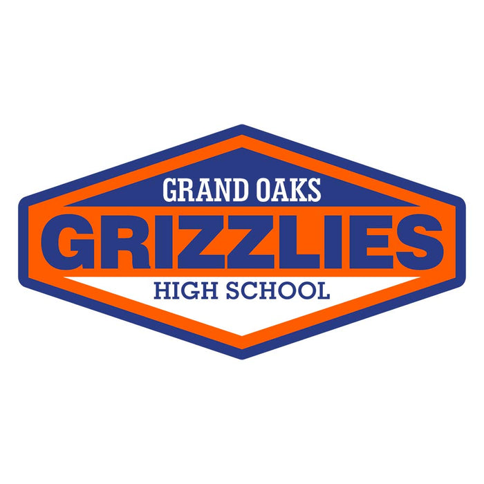 Close-up of Grand Oaks High School Grizzlies Unisex 3/4 sleeve Raglan T-shirt 09