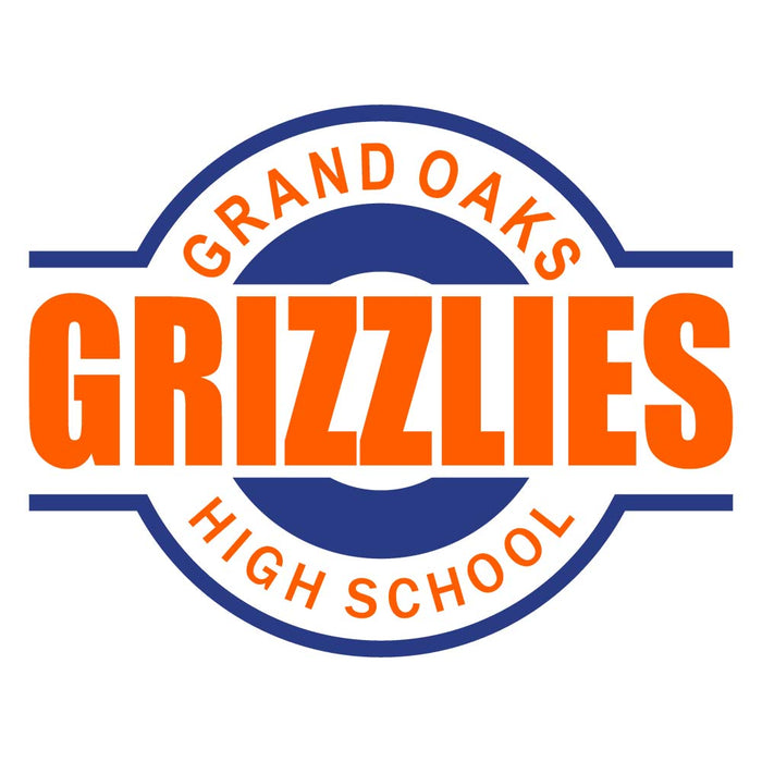 Close-up of Grand Oaks High School Grizzlies Unisex 3/4 sleeve Raglan T-shirt 11