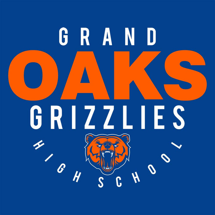 Close-up of Grand Oaks High School Grizzlies Royal Classic Unisex Hoodie 12