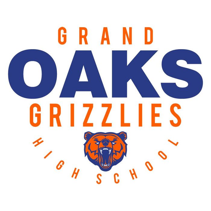 Close-up of Grand Oaks High School Grizzlies Unisex 3/4 sleeve Raglan T-shirt 12