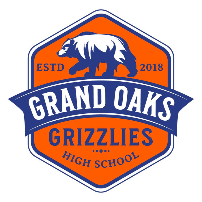 Close-up of Grand Oaks High School Grizzlies Unisex 3/4 sleeve Raglan T-shirt 15