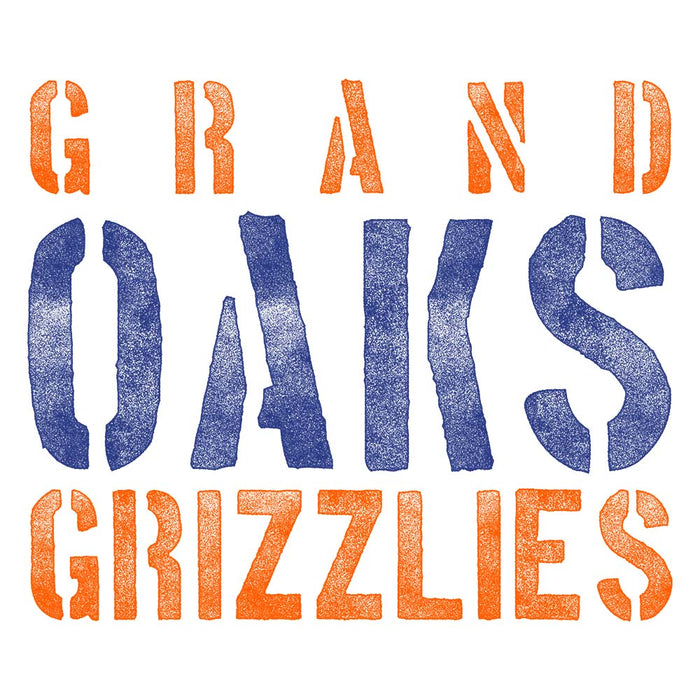 Close-up of Grand Oaks High School Grizzlies Unisex 3/4 sleeve Raglan T-shirt 17