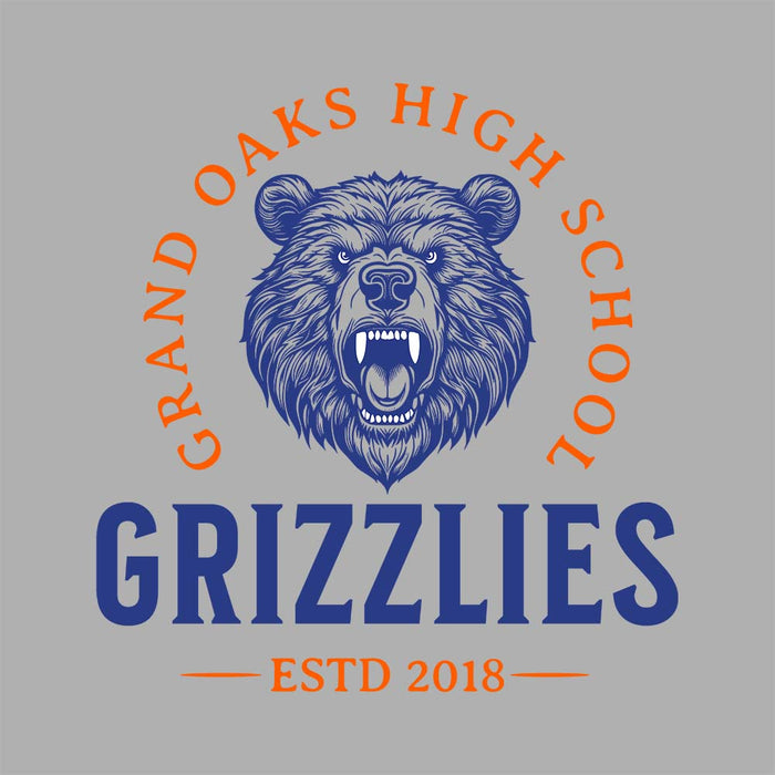 Close-up of Grand Oaks High School Grizzlies Carbon Grey Premium Hoodie 18