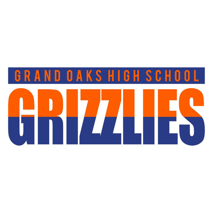 Close-up of Grand Oaks High School Grizzlies Unisex 3/4 sleeve Raglan T-shirt 25