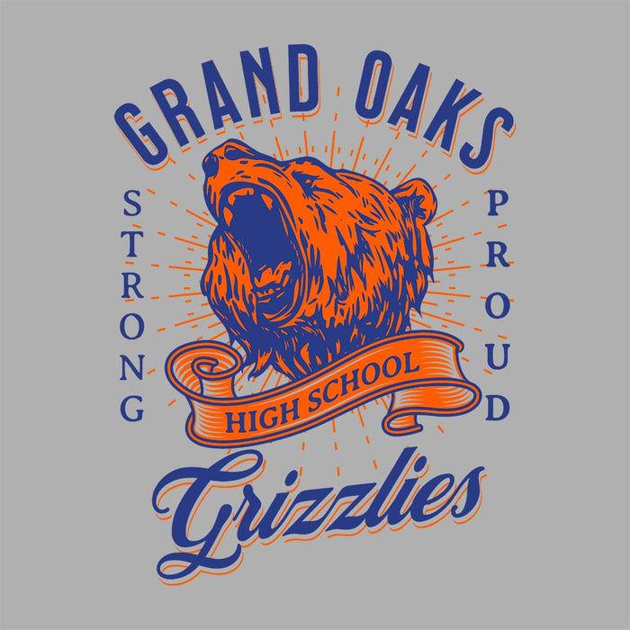 Close-up of Grand Oaks High School Grizzlies Sport Grey Classic Unisex Hoodie 26