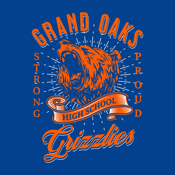 Close-up of Grand Oaks High School Grizzlies Classic Unisex Royal T-shirt 26