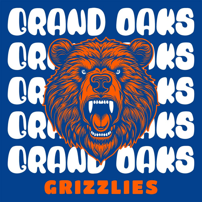 Close-up of Grand Oaks High School Grizzlies Premium Royal Hoodie 28