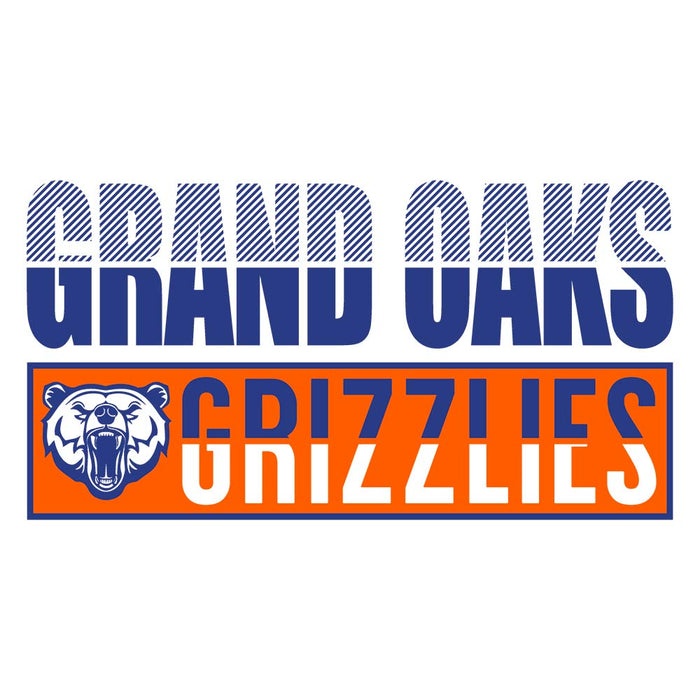 Close-up of Grand Oaks High School Grizzlies Unisex 3/4 sleeve Raglan T-shirt 31