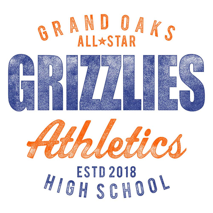 Close-up of Grand Oaks High School Grizzlies Unisex 3/4 sleeve Raglan T-shirt 34