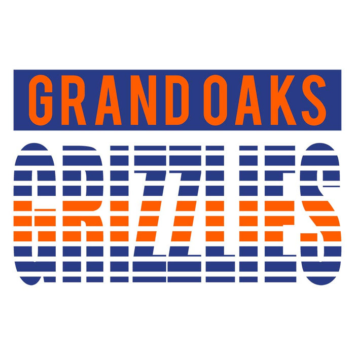 Close-up of Grand Oaks High School Grizzlies Unisex 3/4 sleeve Raglan T-shirt 35