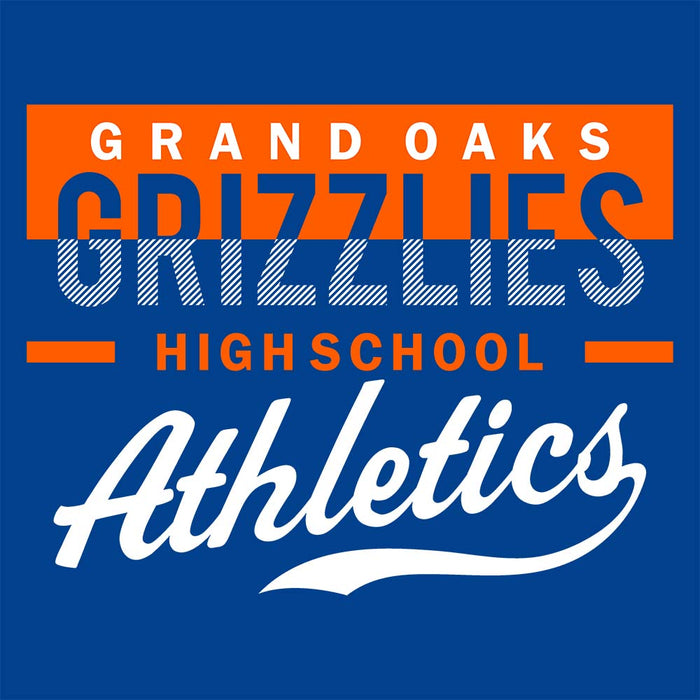 Close-up of Grand Oaks High School Grizzlies Premium Royal Hoodie 48