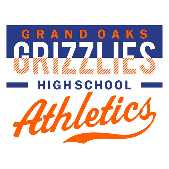 Close-up of Grand Oaks High School Grizzlies Unisex 3/4 sleeve Raglan T-shirt 48