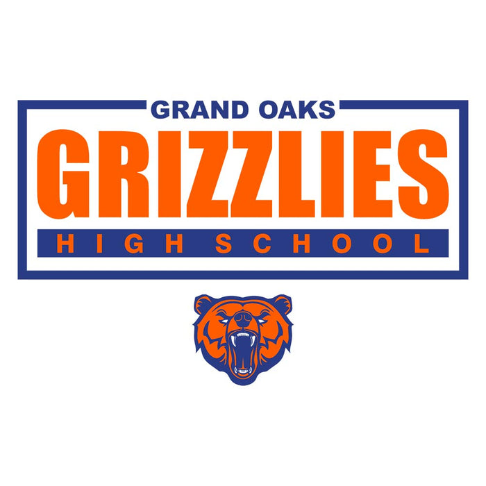 Close-up of Grand Oaks High School Grizzlies Unisex 3/4 sleeve Raglan T-shirt 49