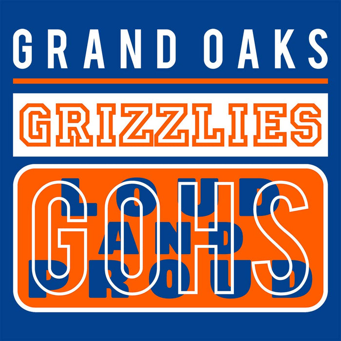 Close-up of Grand Oaks High School Grizzlies Premium Royal Hoodie 86