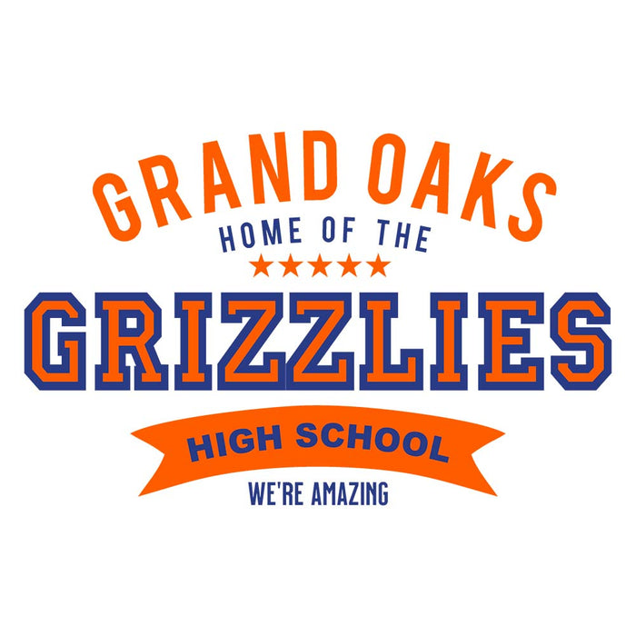 Close-up of Grand Oaks High School Grizzlies Unisex 3/4 sleeve Raglan T-shirt 96