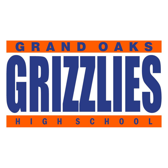 Close-up of Grand Oaks High School Grizzlies Unisex 3/4 sleeve Raglan T-shirt 98