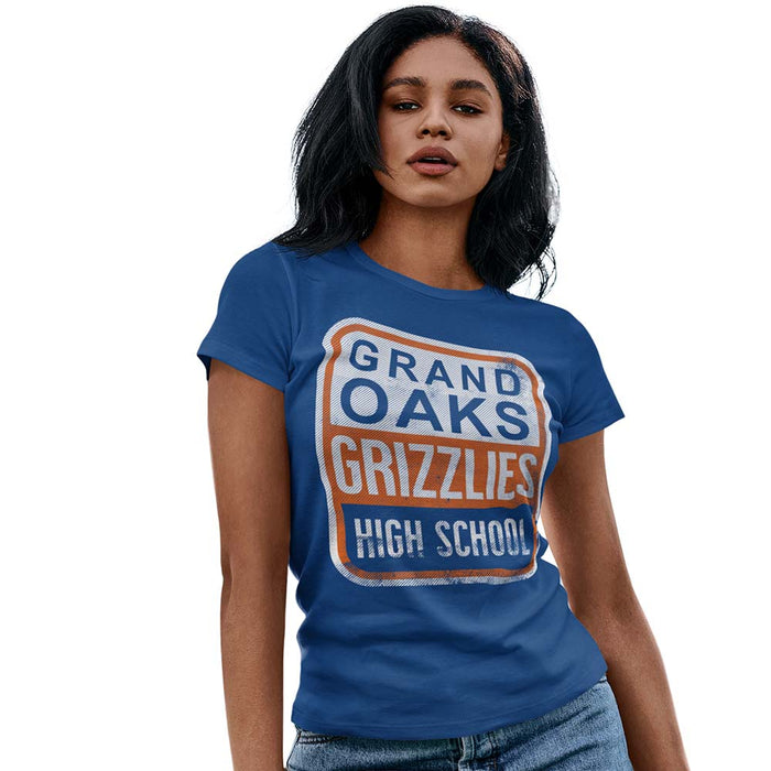 Woman wearing a Grand Oaks High School Grizzlies Women's Royal T-shirt 01