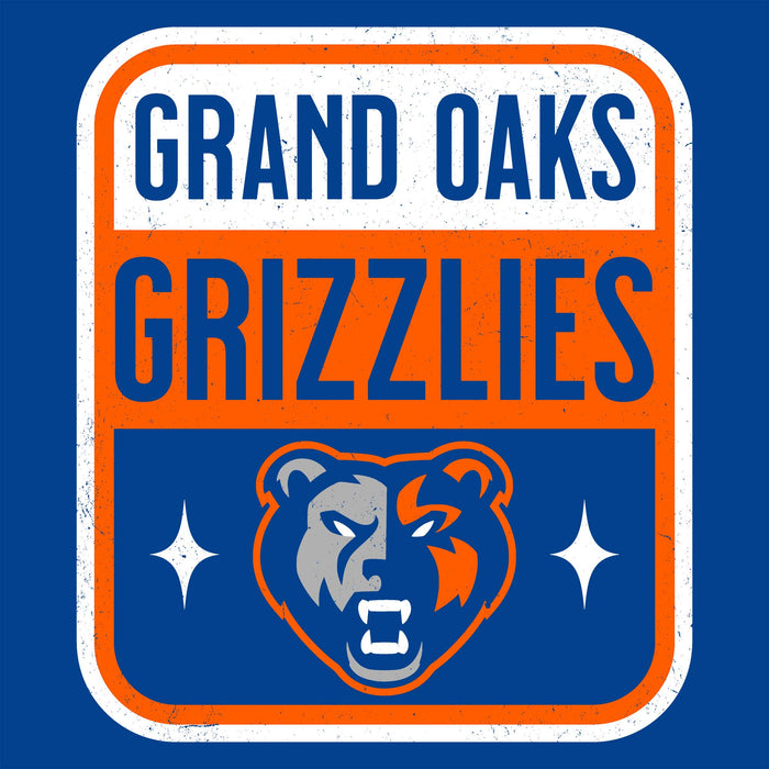 Close-up view of Grand Oaks High School Grizzlies Women's Royal Blue SoftStyle T-shirt 001