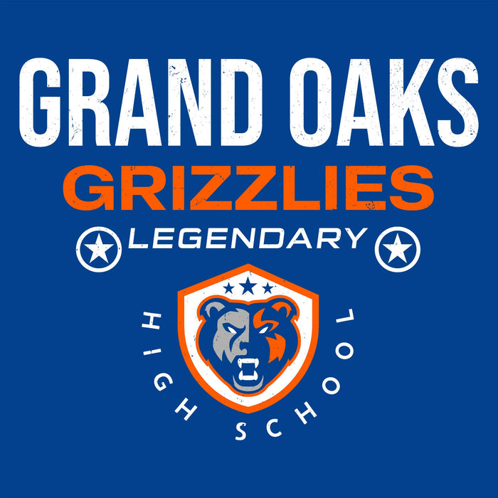 Close-up view of Grand Oaks High School Grizzlies Women's Royal Blue SoftStyle T-shirt 003