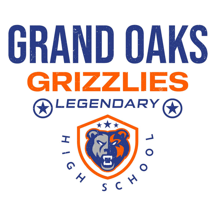 Close-up view of Grand Oaks High School Grizzlies Unisex 3/4 sleeve Raglan T-shirt 003