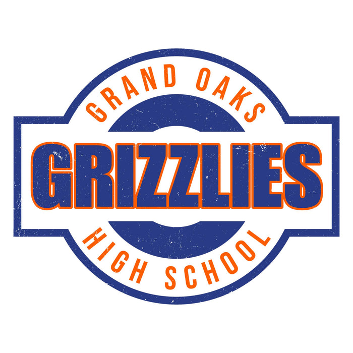 Close-up view of Grand Oaks High School Grizzlies Unisex 3/4 sleeve Raglan T-shirt 011