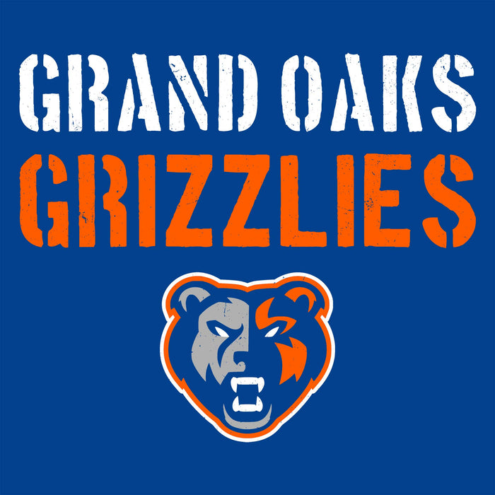 Close-up view of Grand Oaks High School Grizzlies Classic Unisex Royal T-shirt 017