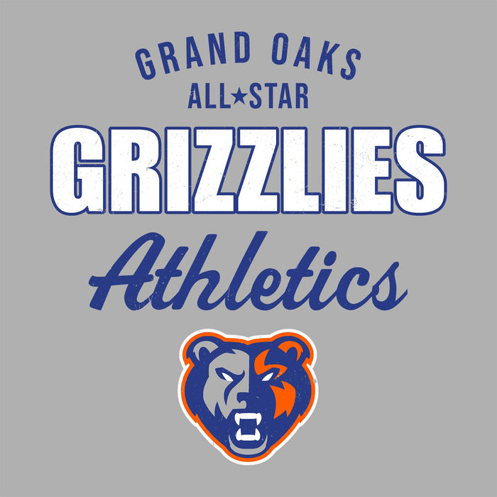 Close-up view of Grand Oaks High School Grizzlies Women's Sport Grey SoftStyle T-shirt 034