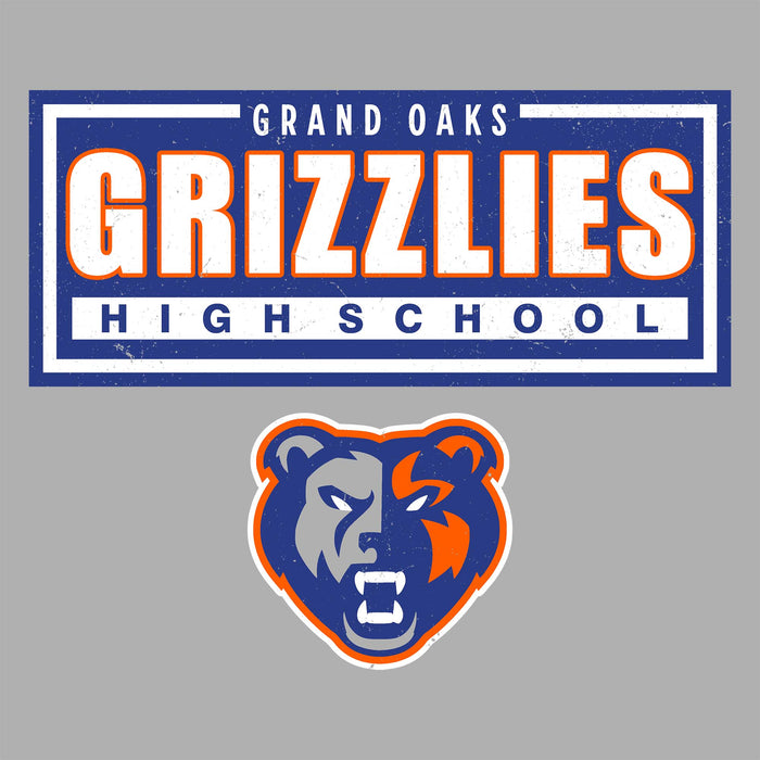 Close-up view of Grand Oaks High School Grizzlies Women's Sport Grey SoftStyle T-shirt 049