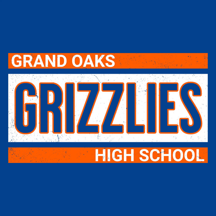 Close-up view of Grand Oaks High School Grizzlies Women's Royal Blue SoftStyle T-shirt 098