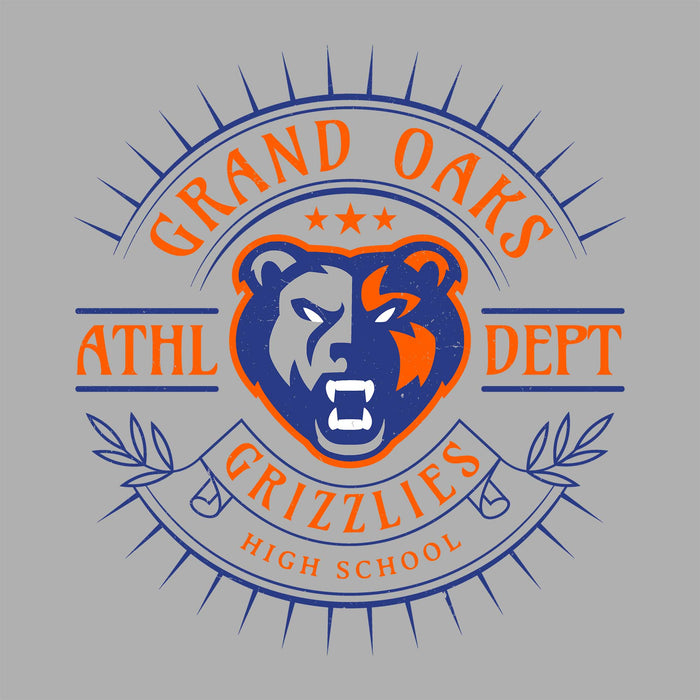 Close-up view of Grand Oaks High School Grizzlies Women's Sport Grey SoftStyle T-shirt 201