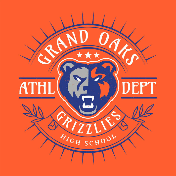 Close-up view of Grand Oaks High School Grizzlies Classic Unisex Orange T-shirt 201