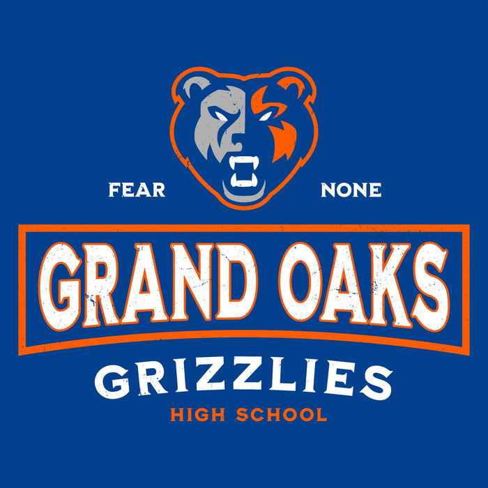 Close-up view of Grand Oaks High School Grizzlies Women's Royal Blue SoftStyle T-shirt 202
