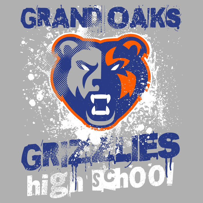 Close-up view of Grand Oaks High School Grizzlies Women's Sport Grey SoftStyle T-shirt 205