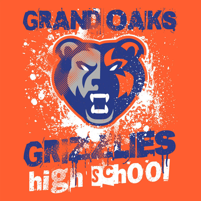 Close-up view of Grand Oaks High School Grizzlies Classic Unisex Orange T-shirt 205