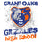 Close-up view of Grand Oaks High School Grizzlies Unisex 3/4 sleeve Raglan T-shirt 205