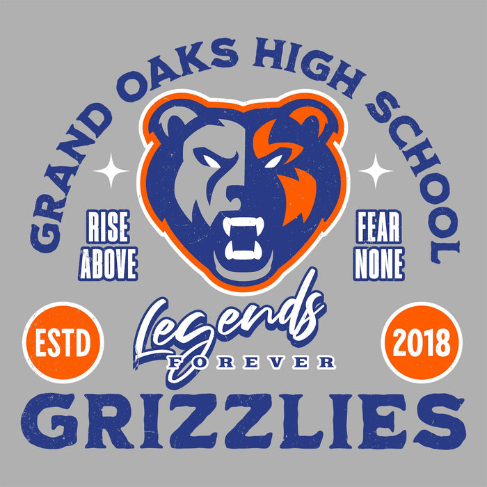 Close-up view of Grand Oaks High School Grizzlies Women's Sport Grey SoftStyle T-shirt 208