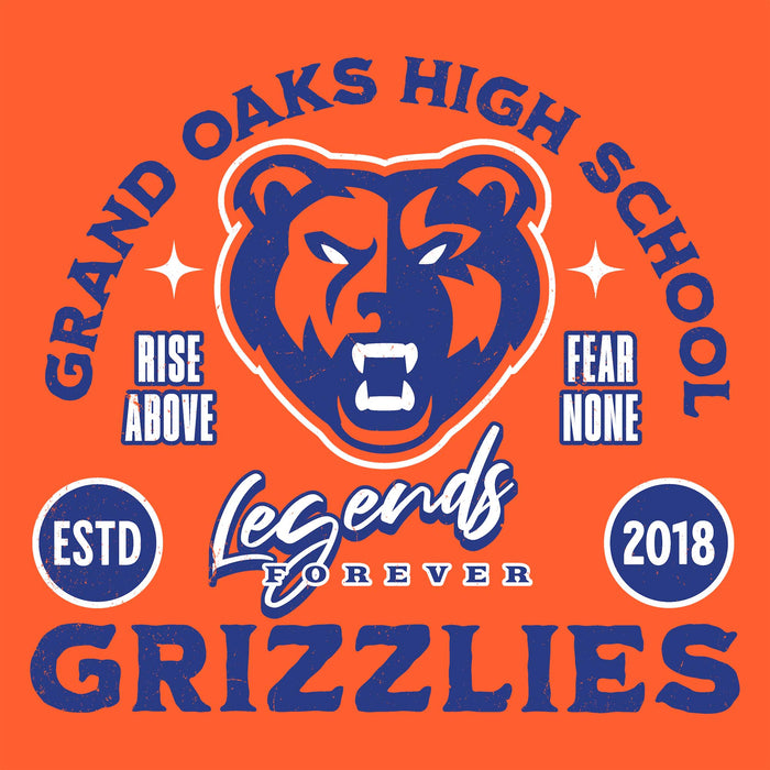 Close-up view of Grand Oaks High School Grizzlies Classic Unisex Orange T-shirt 208