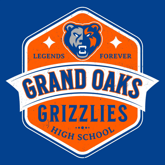 Close-up view of Grand Oaks High School Grizzlies Classic Unisex Royal T-shirt 209