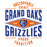 Close-up view of Grand Oaks High School Grizzlies Unisex 3/4 sleeve Raglan T-shirt 210