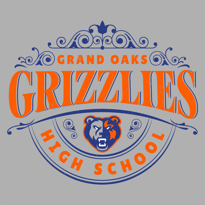 Close-up view of Grand Oaks High School Grizzlies Women's Sport Grey SoftStyle T-shirt 211