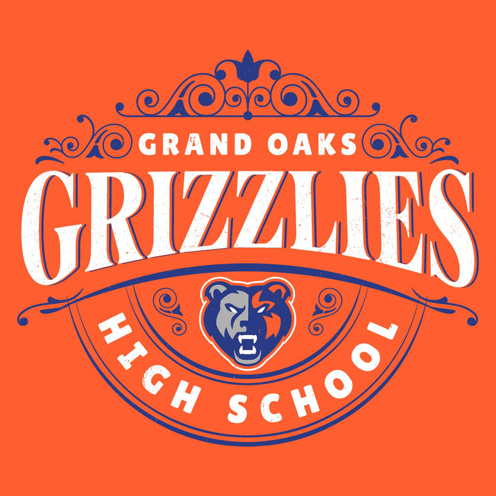 Close-up view of Grand Oaks High School Grizzlies Classic Unisex Orange T-shirt 211