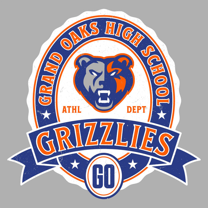 Close-up view of Grand Oaks High School Grizzlies Women's Sport Grey SoftStyle T-shirt 212