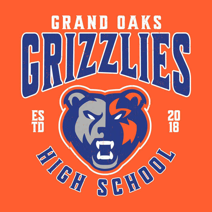 Close-up view of Grand Oaks High School Grizzlies Classic Unisex Orange T-shirt 213