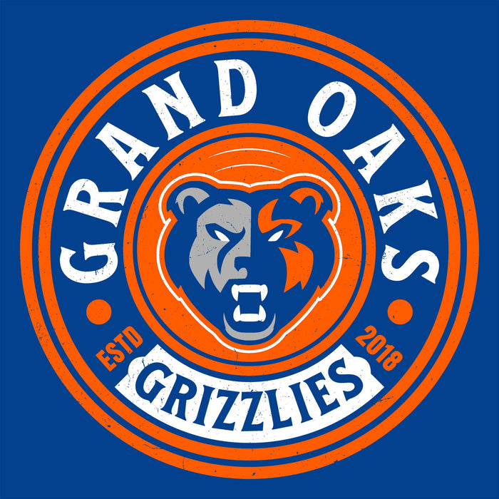 Close-up view of Grand Oaks High School Grizzlies Classic Unisex Royal T-shirt 220