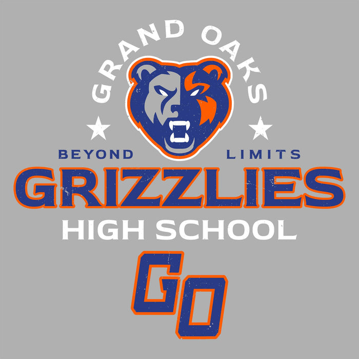 Close-up view of Grand Oaks High School Grizzlies Women's Sport Grey SoftStyle T-shirt 222