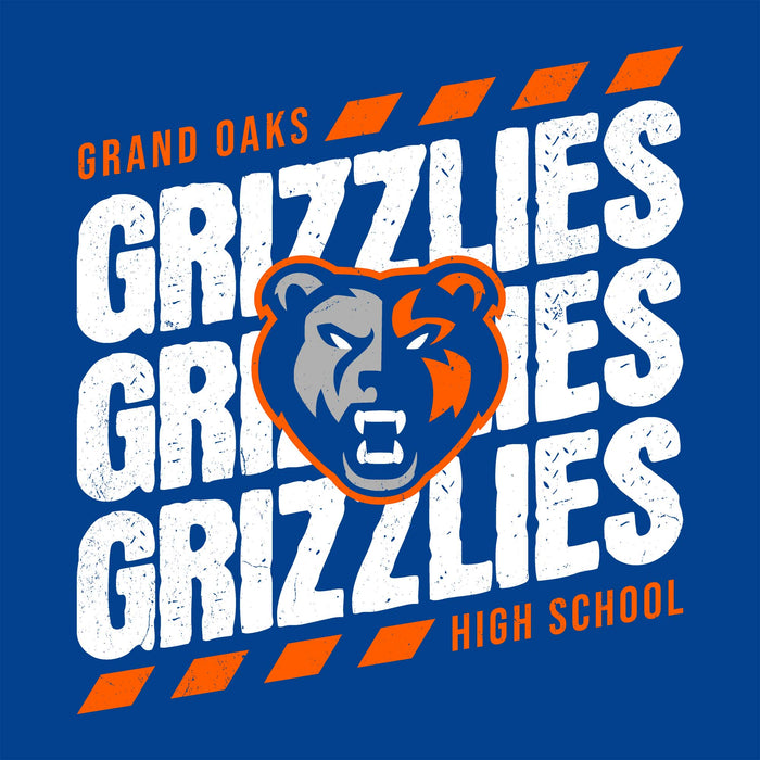 Close-up view of Grand Oaks High School Grizzlies Classic Unisex Royal T-shirt 223